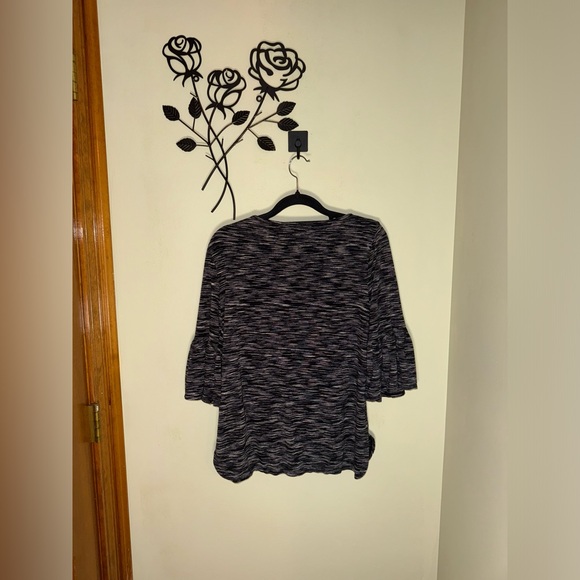 Max Studio Ruffled Bell 3/4 Sleeve Shirt Heathered Charcoal Extra Small - Picture 4 of 4